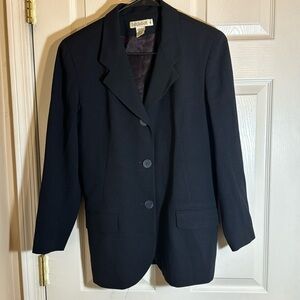 Ann Taylor Petites VTG 90’s 100% wool thigh length black blazer size 8p